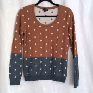 The Limited Camel & Gray Polkadot Sweater, size Medium